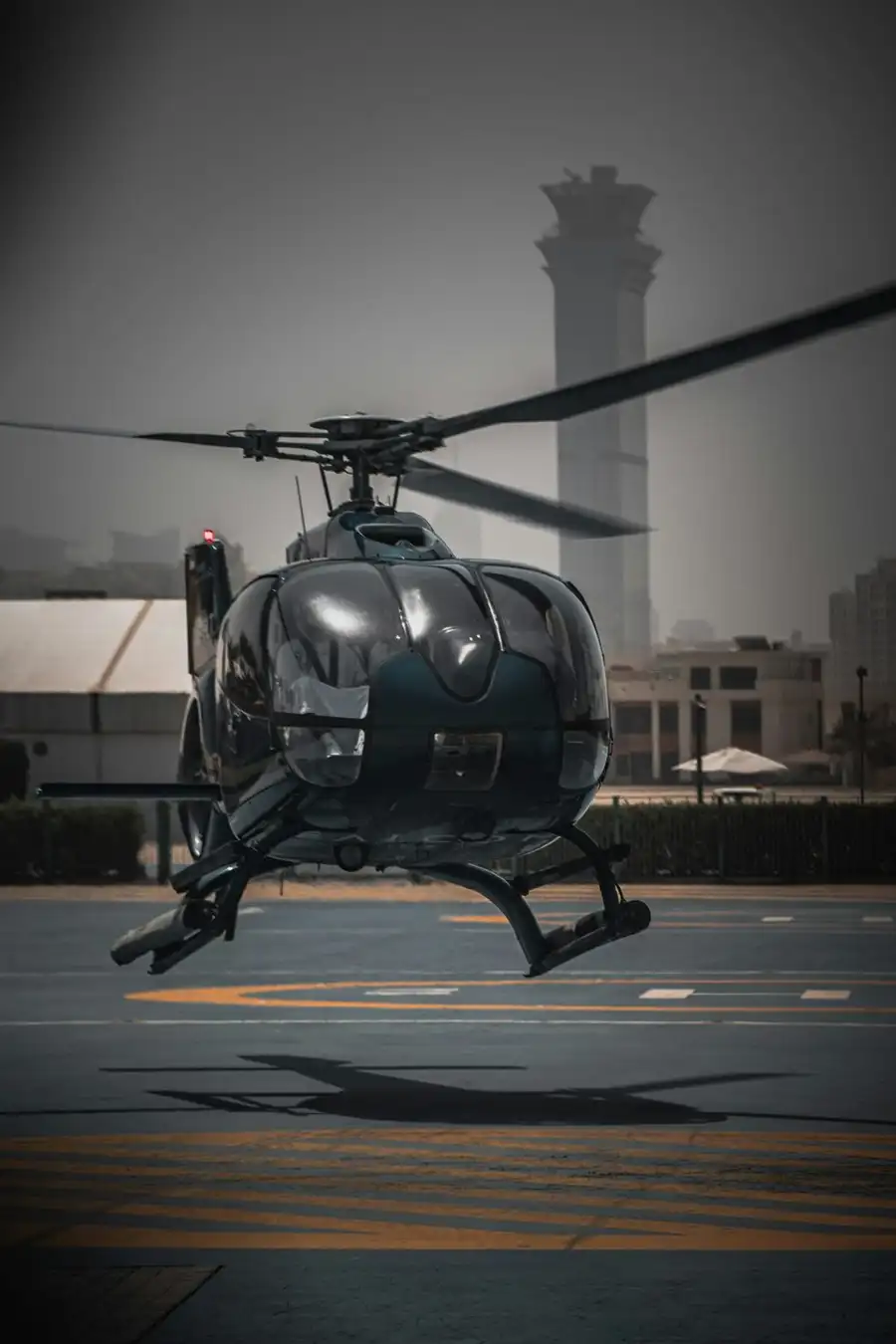 Helicopter waiting on the helipad