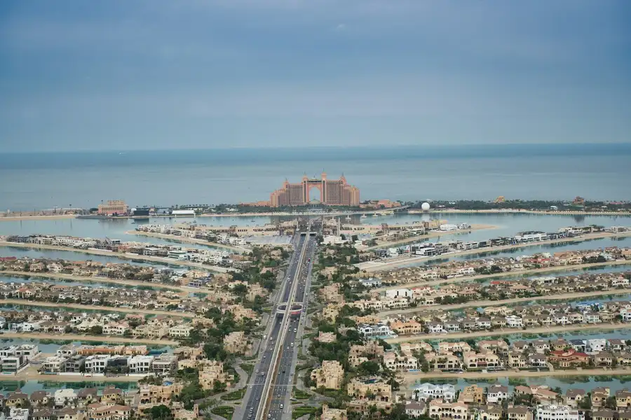 The fronds of Palm Jumeirah from above